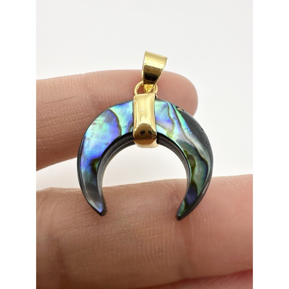 Gold Plated Abalone Crescent Moon Pendant